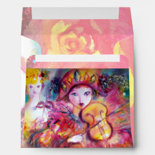 RLECCHINO AND COLOMBINA bright pink red yellow Envelope