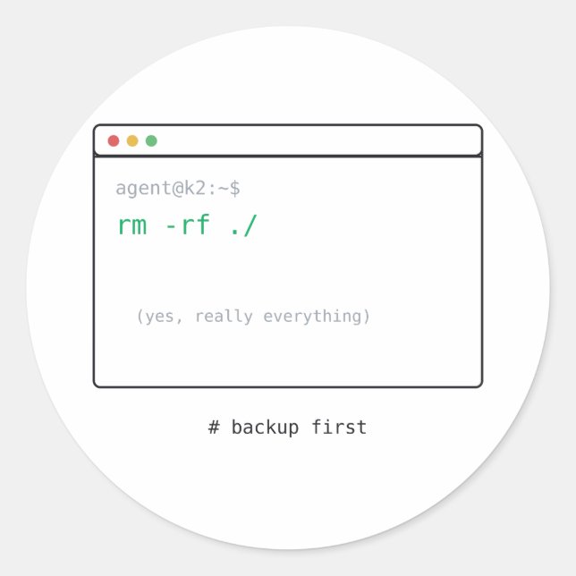 rm -rf / - Dev Sticker Gift (Front)