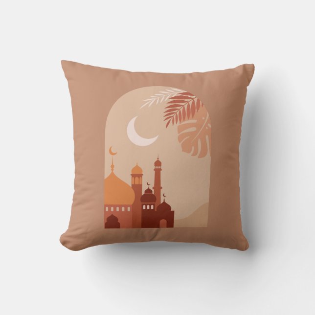  Rmadan Kareem Aesthetic Boho Fleece Blanket Throw Pillow (Front)