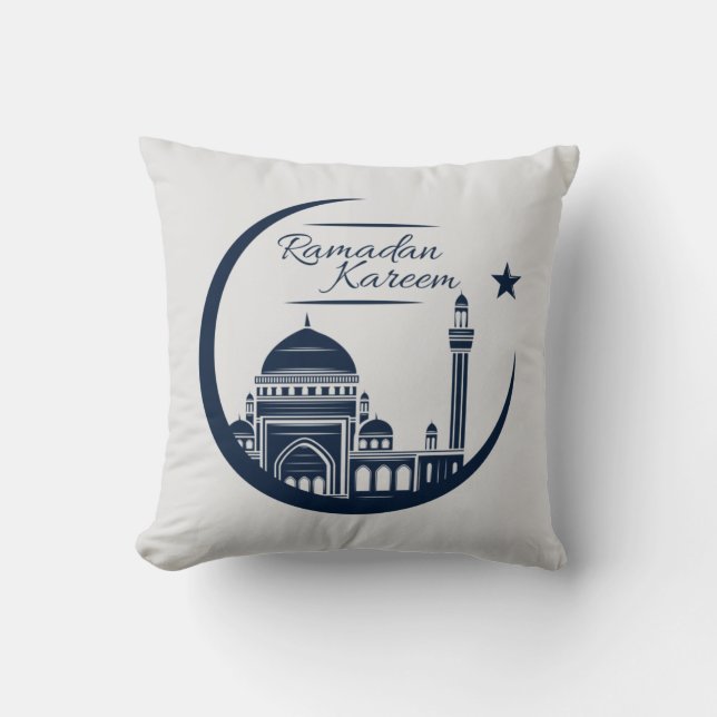  Rmadan Kareem Fleece Blanket Throw Pillow (Front)