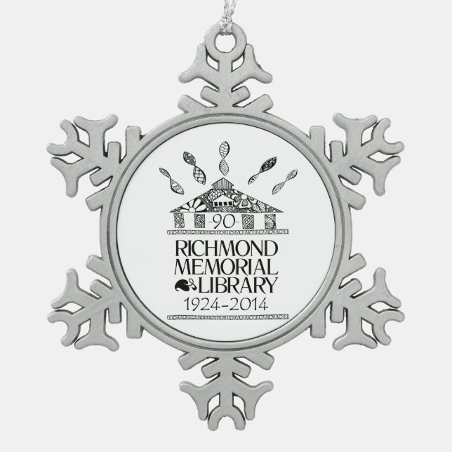 RML 90th Anniv Pewter Snowflake & Ceramic Ball Orn Snowflake Pewter Christmas Ornament (Front)
