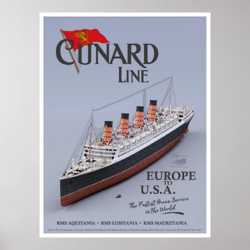 RMS Aquitania _ Cunard Line fiktives Plakat Poster