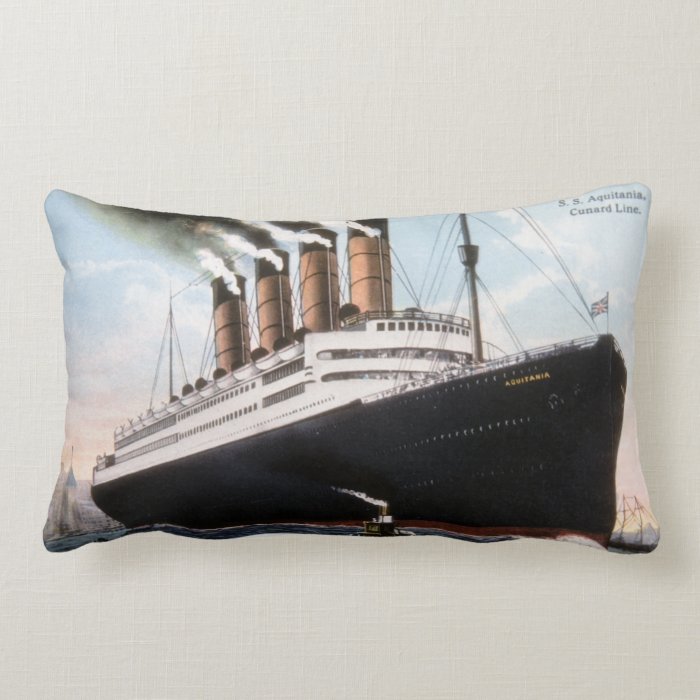 RMS Aquitania Vintage Steam Passenger Ocean Liner Throw Pillow