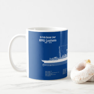 RMS Lusitania - Ship Blueprint Plans ABD Coffee Mug