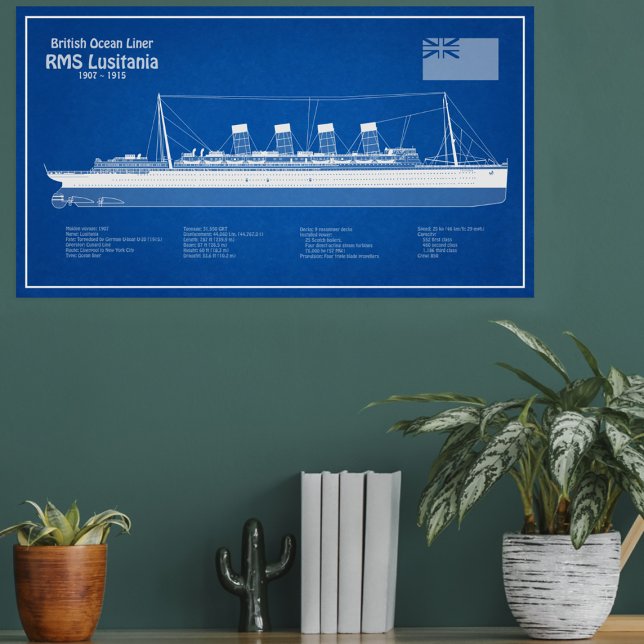 RMS Lusitania - Ship Blueprint Plans ABD Poster (Creator Uploaded)