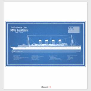 RMS Lusitania - Ship Blueprint Plans ABD Sticker