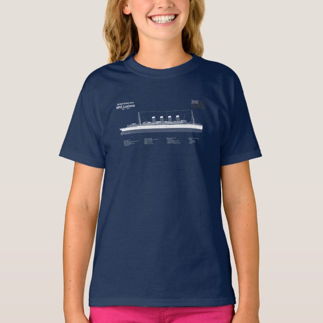 RMS Lusitania - Ship Blueprint Plans ABD T-Shirt (Front)