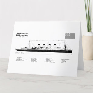 RMS Lusitania - Ship Blueprint Plans BD Thank You Card