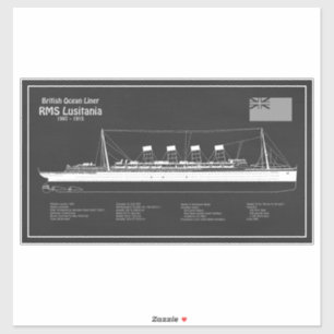 RMS Lusitania - Ship Blueprint Plans PBD Sticker