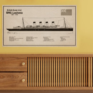 RMS Lusitania - Ship Blueprint Plans SD Poster