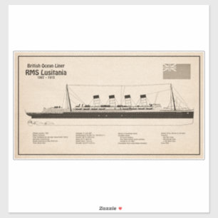 RMS Lusitania - Ship Blueprint Plans SD Sticker