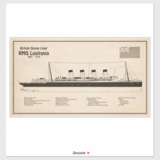 RMS Lusitania - Ship Blueprint Plans SD Sticker