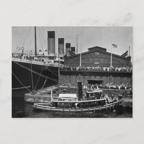 RMS Olympic at Pier 59 Vintage Glass Slide 1911 Postcard