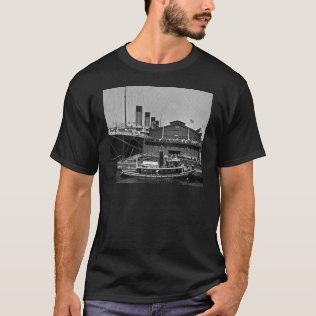 RMS Olympic at Pier 59 Vintage Glass Slide 1911 T-Shirt | Zazzle