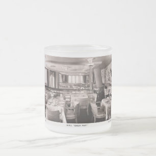 RMS Passenger Ship, Queen Mary, Grill Vintage Frosted Glass Coffee Mug