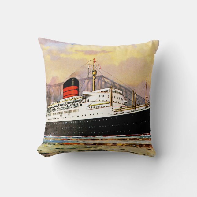 RMS Saxonia Throw Pillow (Front)