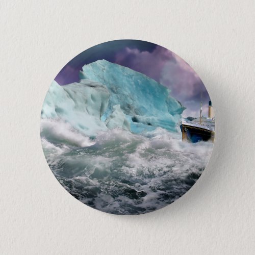 RMS Titanic and Iceberg Painting Button