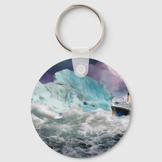 RMS Titanic and Iceberg Painting Keychain (Front)