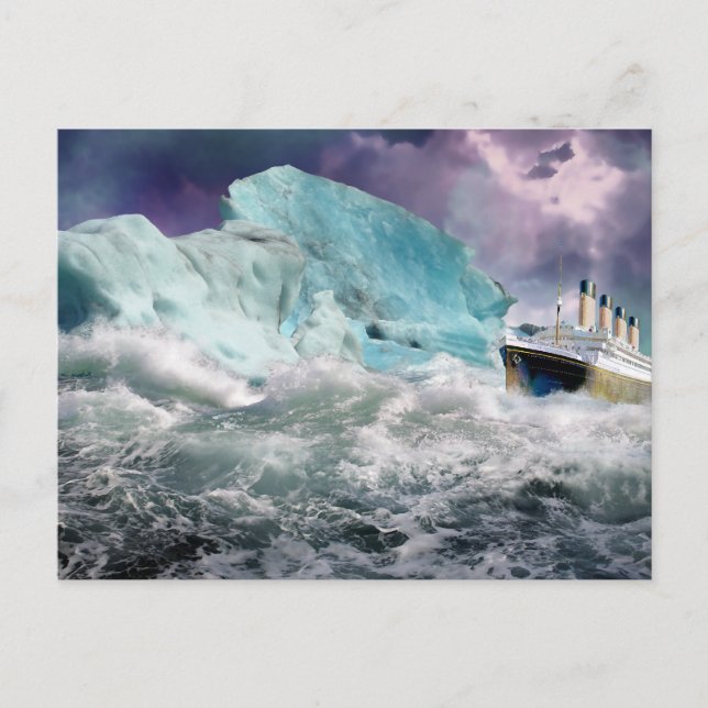 RMS Titanic and Iceberg Painting Postcard (Front)