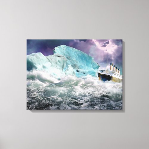 RMS Titanic and Iceberg Painting  Wrapped Canvas