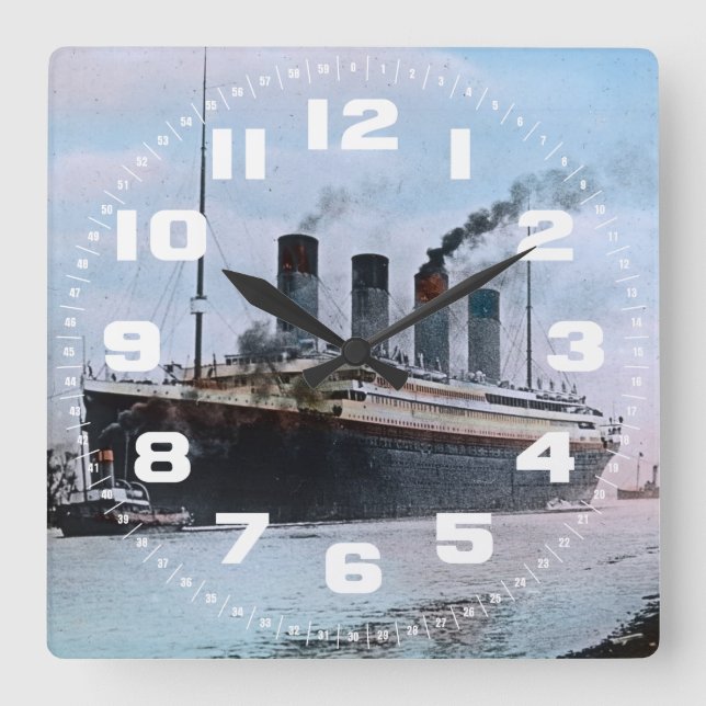 RMS Titanic Belfast Ireland Vintage Square Wall Clock (Front)
