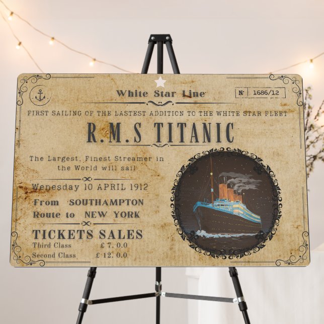 RMS TITANIC BOARDING ADVERSTING FOAM BOARD (In Situ (Stand))