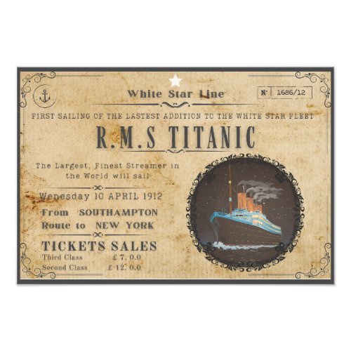 RMS TITANIC BOARDING ADVERSTING PHOTO PRINT