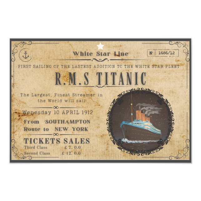RMS TITANIC BOARDING ADVERSTING PHOTO PRINT (Front)