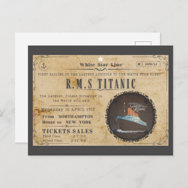 RMS TITANIC BOARDING ADVERSTING POSTCARD (Front/Back)
