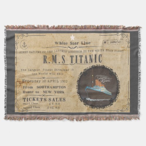 RMS TITANIC BOARDING ADVERSTING THROW BLANKET