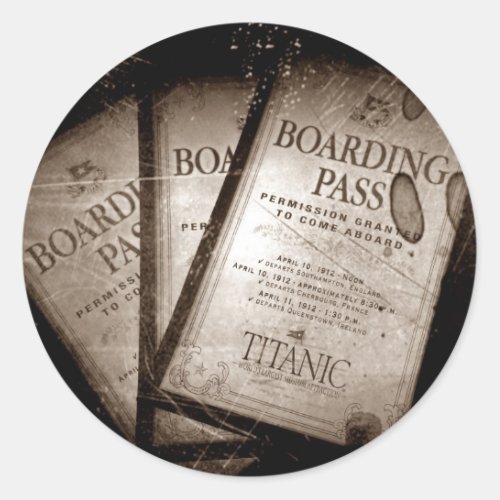 RMS Titanic Boarding Passes Classic Round Sticker