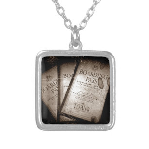 RMS Titanic Boarding Passes Silver Plated Necklace