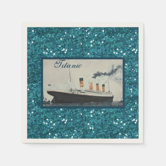 Rms Titanic Deep Blue Glitter White Star Line Ship Napkins Zazzle Com