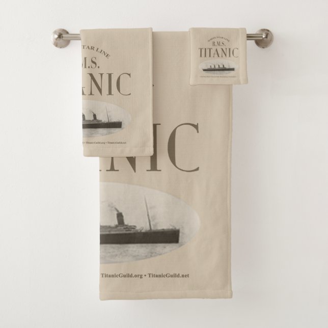 RMS Titanic Ghost Ship Sepia Bathroom Towel Set (Insitu)