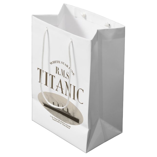 RMS Titanic Ghost Ship Sepia Medium Gift Bag White (Front Angled)