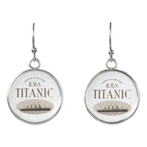 RMS Titanic Ghost Ship SepiaWhite Earrings