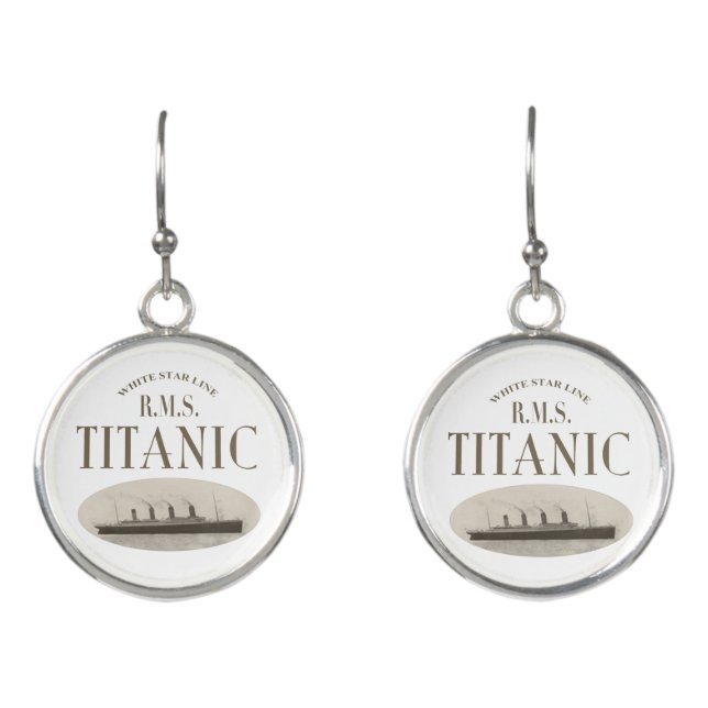 RMS Titanic Ghost Ship Sepia/White Earrings (Front)