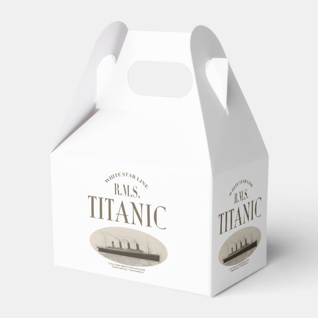 RMS Titanic Ghost Ship Sepia White Gable Favor Box (Front Side)