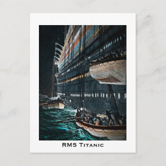 RMS Titanic Launching of the Lifeboats Vintage Postcard