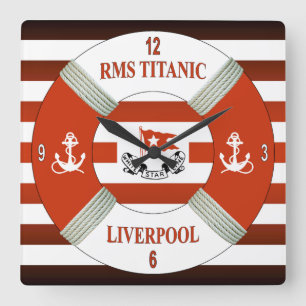 RMS Titanic ~ Liverpool ~ Southampton ~ New York Square Wall Clock