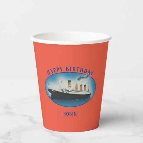 RMS Titanic Orange Birthday Paper Cups