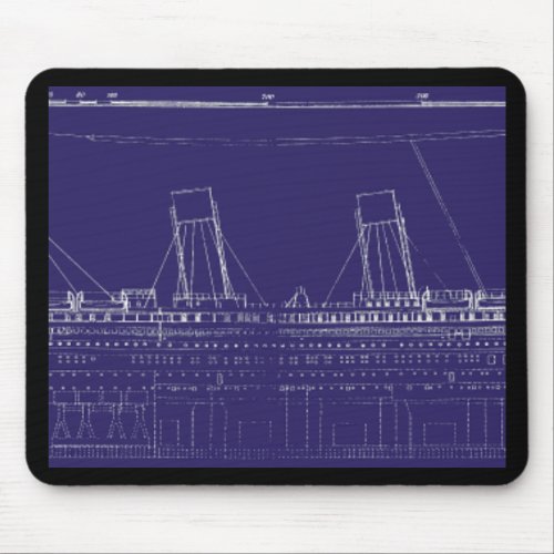 RMS Titanic Original Blueprint Enhanced for Color Mouse Pad