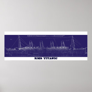 RMS Titanic Original Blueprint, Enhanced for Color Poster