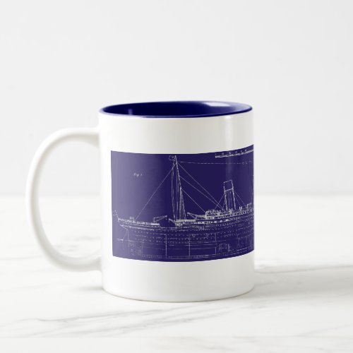RMS Titanic Original Blueprint Enhanced for Color Two_Tone Coffee Mug
