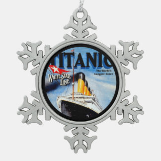 RMS Titanic Poster Art Snowflake Pewter Christmas Ornament