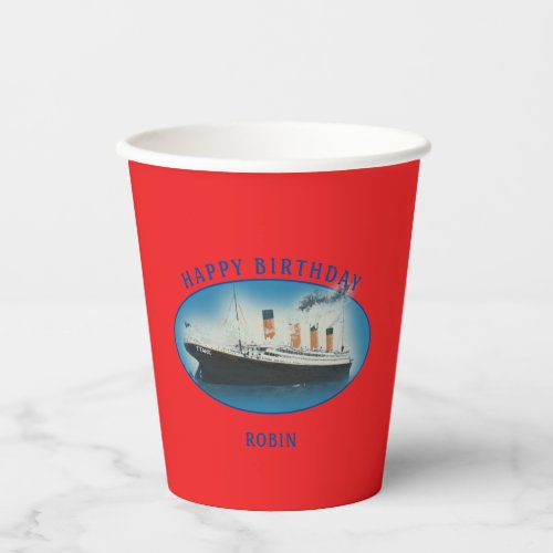RMS Titanic Red Birthday Paper Cups