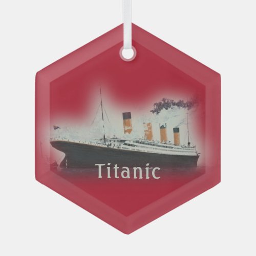 RMS Titanic Red Christmas  Glass Ornament