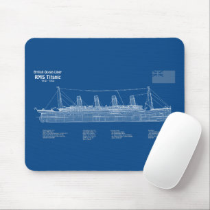 RMS Titanic Ship Blueprint Plans ABD Mouse Pad