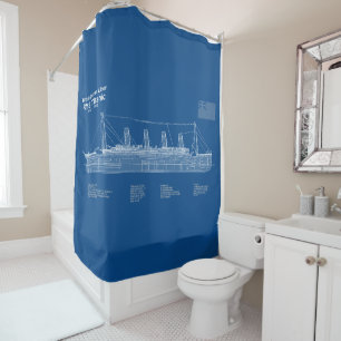 RMS Titanic Ship Blueprint Plans ABD Shower Curtain