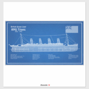 RMS Titanic Ship Blueprint Plans ABD Sticker